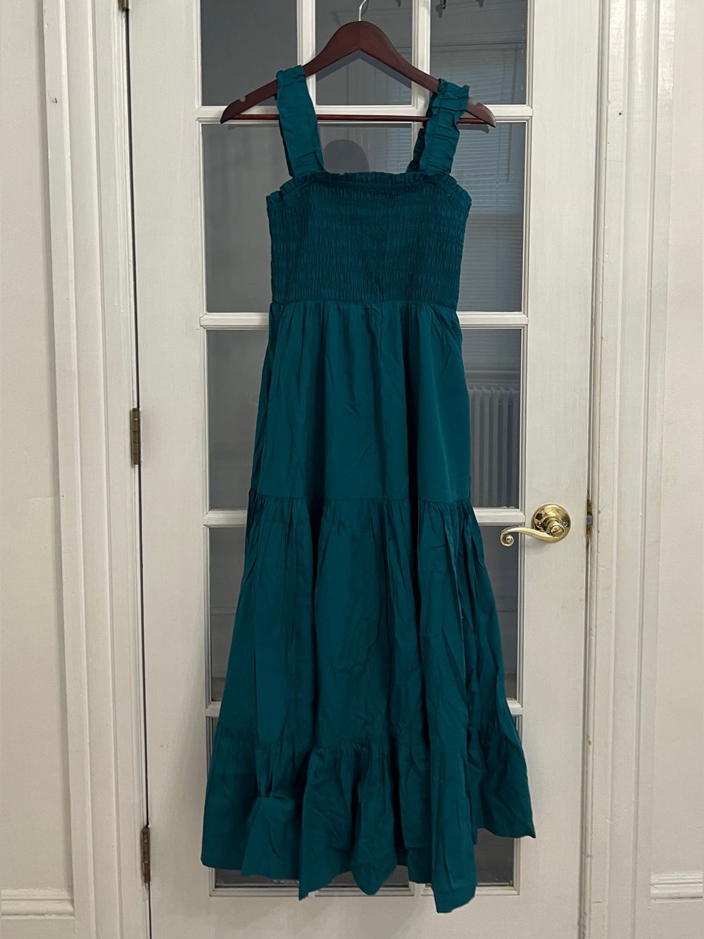 BEYOND WORDS Women’s Teal Sleeveless Smocked Tiered Maxi Dress Size XL NEW